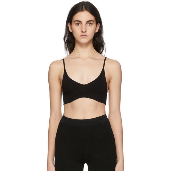 Jacquemus La Montagna Le Bandeau Valensole Bra Size XL NWT Black Ribbed New - Picture 2 of 16
